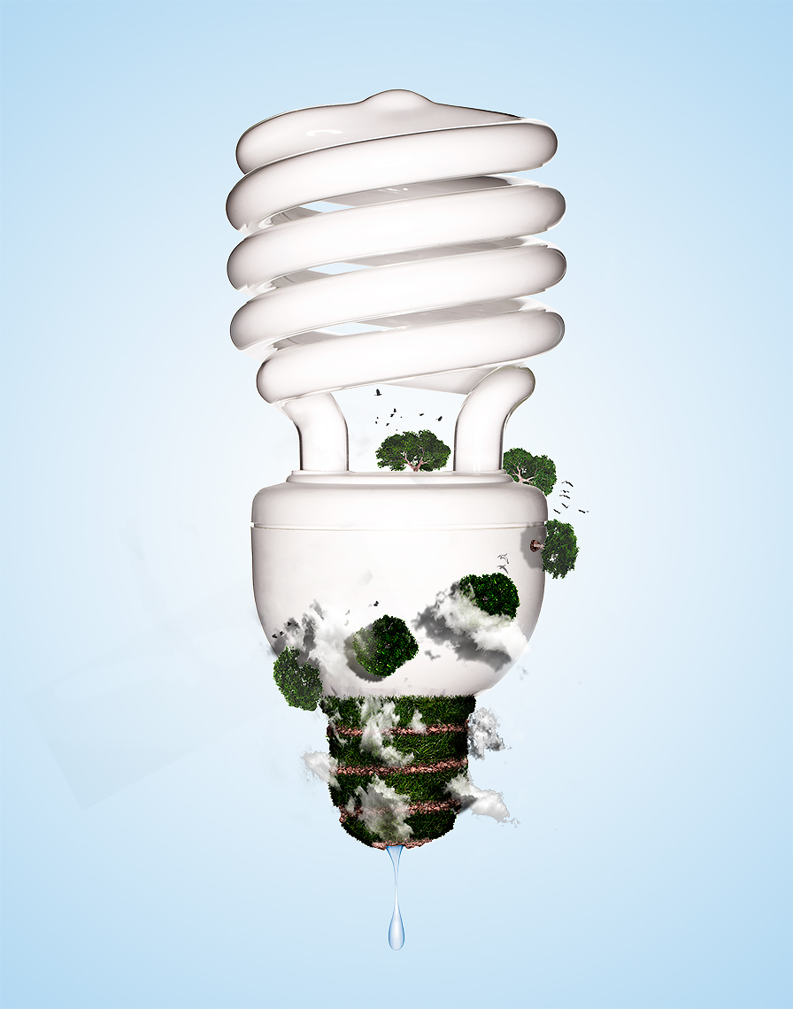 conceptual product photo of fluorescent light bulb by brian kaldorf